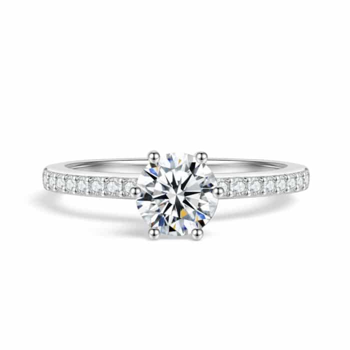 טבעת השחר 1.28 קראט אבני מואסנייט, הטבעת מכסף 925 מצופה זהב לבן 14 קראט ice diamonds