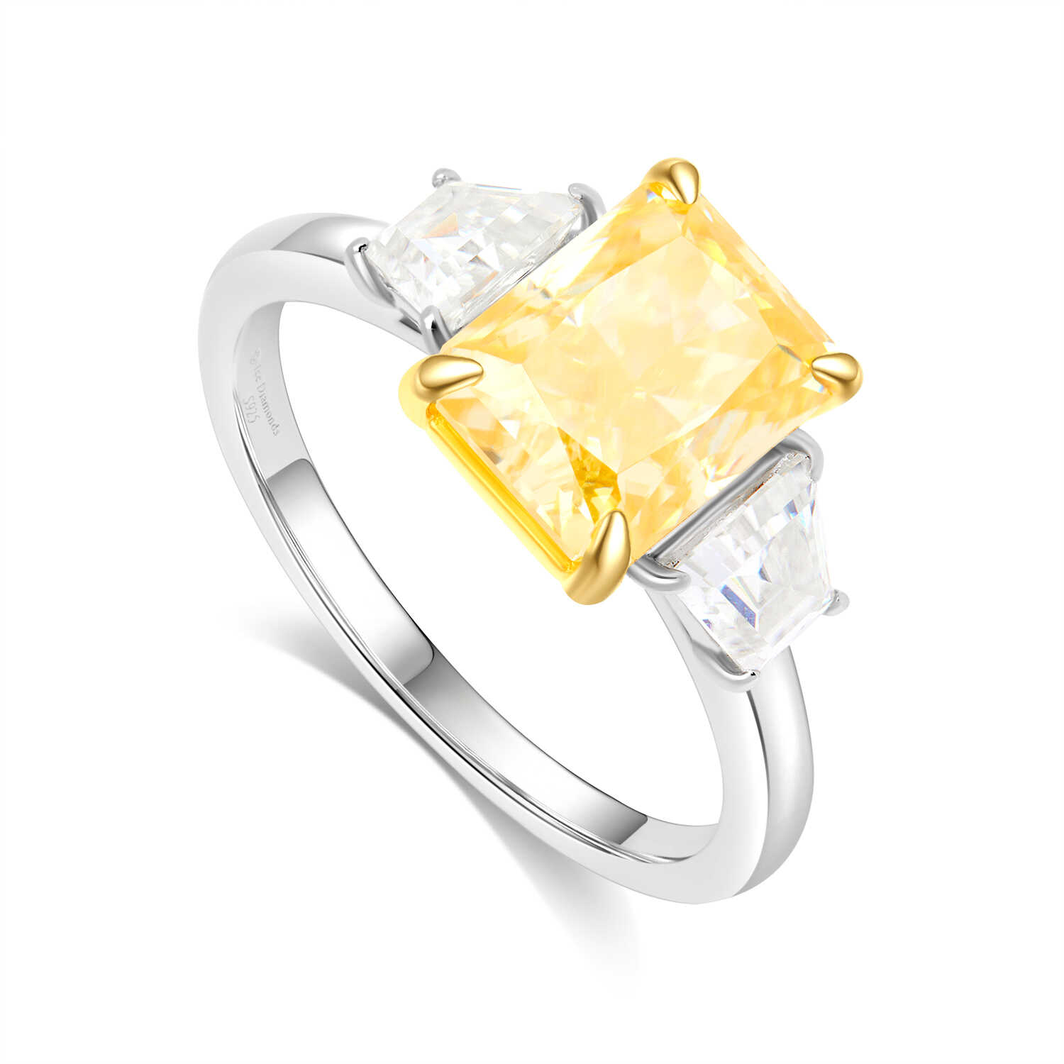 טבעת הדר 5.2 קראט אבני מואסנייט עם אבן צהובה מרכזית ice diamonds