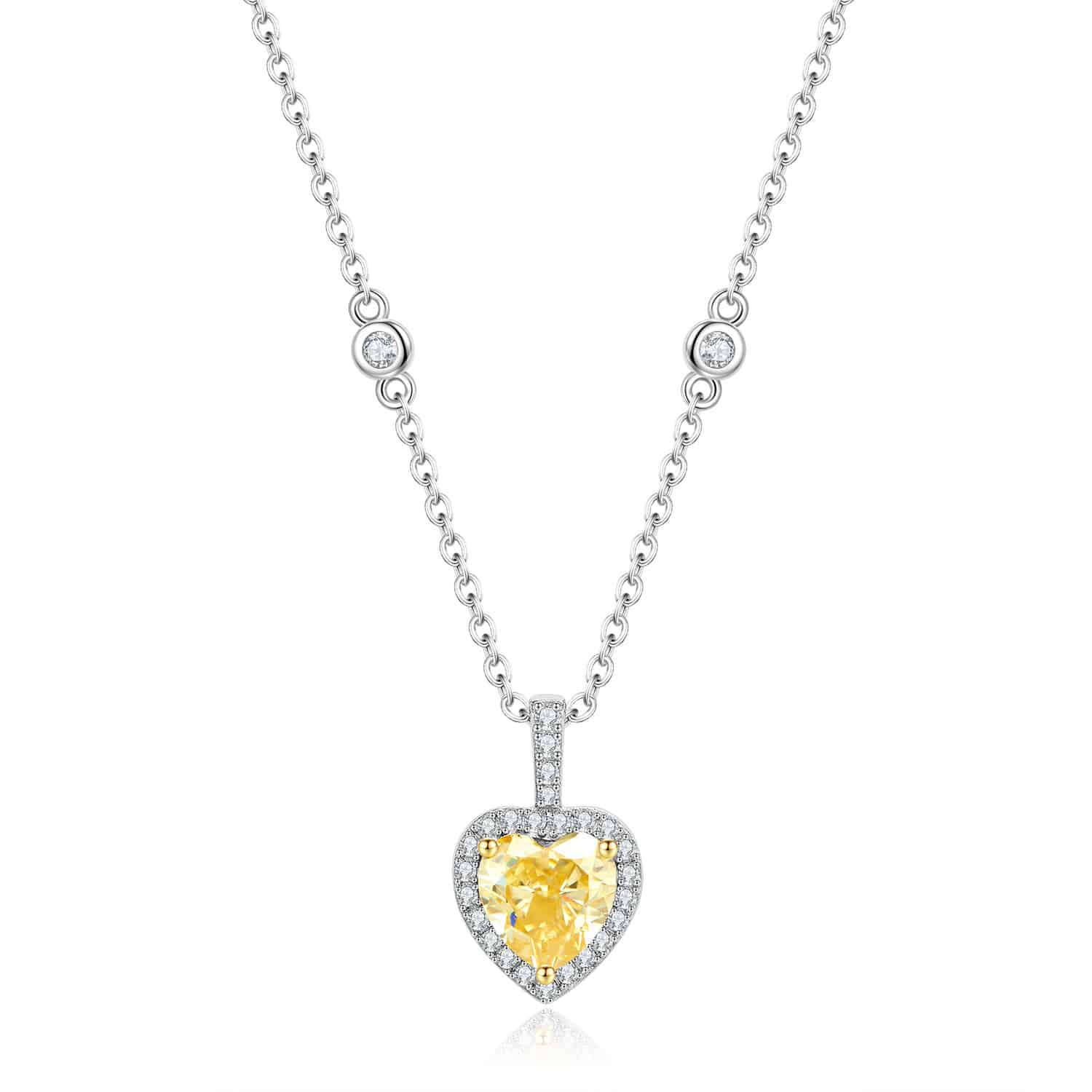 תליון הלב הצהוב 1.12 קראט אבני מואסנייט, התליון מכסף 925 מצופה זהב לבן 14 קראט אבן צהובה מרכזית ice diamonds