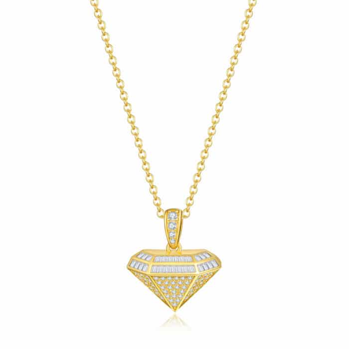 תליון הכתר שביהלום 1.78 קראט אבני מואסנייט, התליון מכסף 925 מצופה זהב צהוב 14 קראט ice diamonds