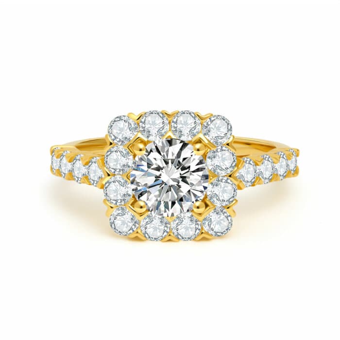 טבעת אליזבת צבע צהוב 2.20 קראט אבני מואנייס ice diamonds