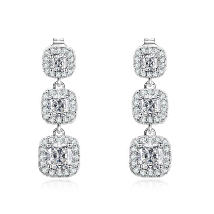 עגילי טריו 3.64 קראט אבני מואסנייט, העגילים מכסף 925 מצופה זהב לבן 14 קראט ice diamonds