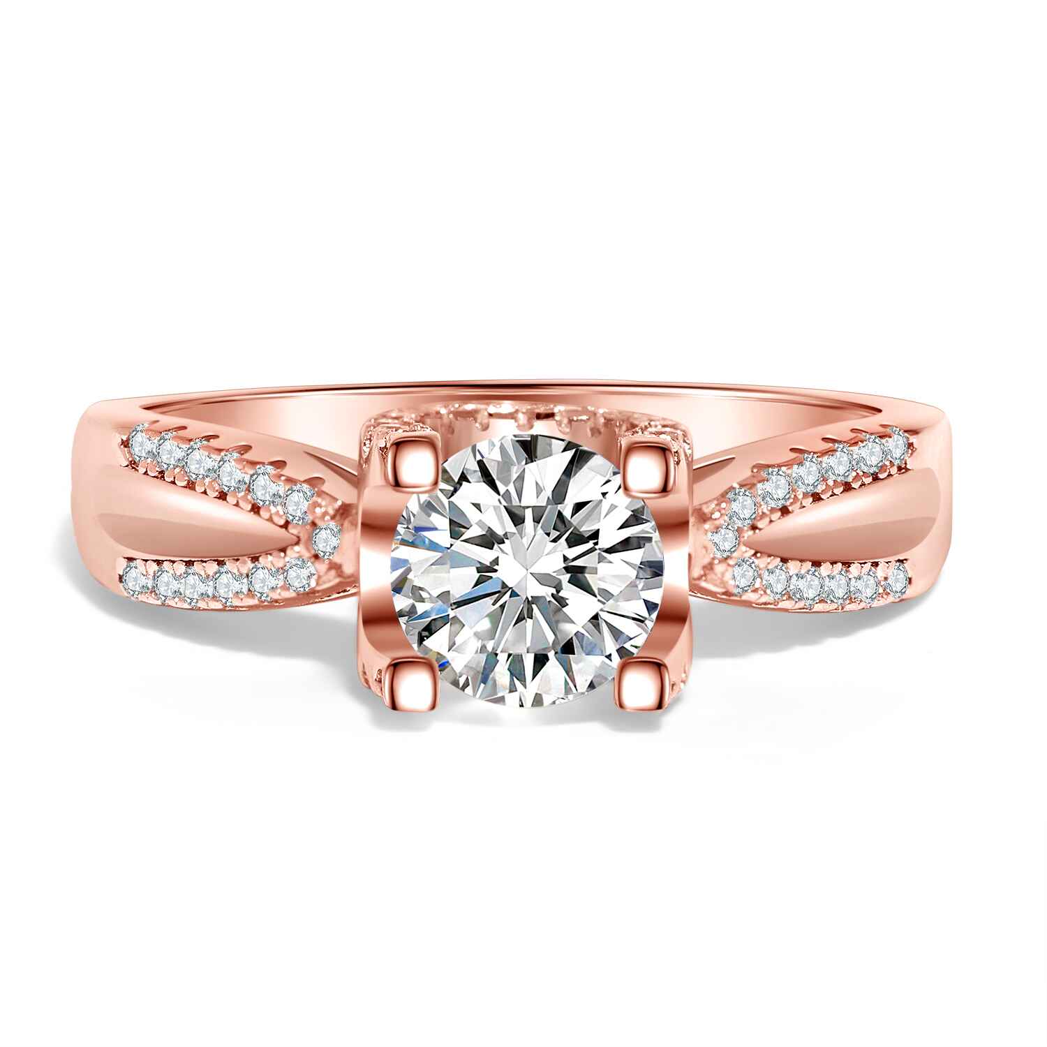 טבעת יסמין 1.26 קראט אבני מואסנייט, הטבעת מרוז גולד 925 מצופה זהב 14 קראט ice diamonds