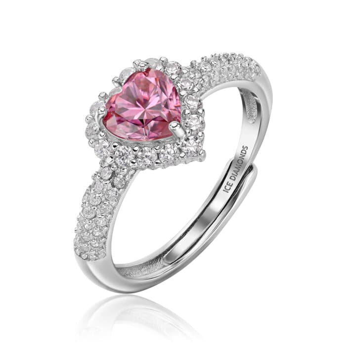 טבעת הלב הורוד אוניברסלית 1.64 קראט ice diamonds