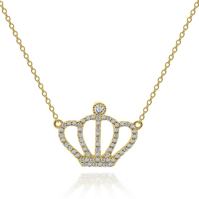 תליון כתר המלוכה 0.54 קראט אבני מואסנייט, התליון מכסף 925 מצופה זהב צהוב 14 קראט ice diamonds