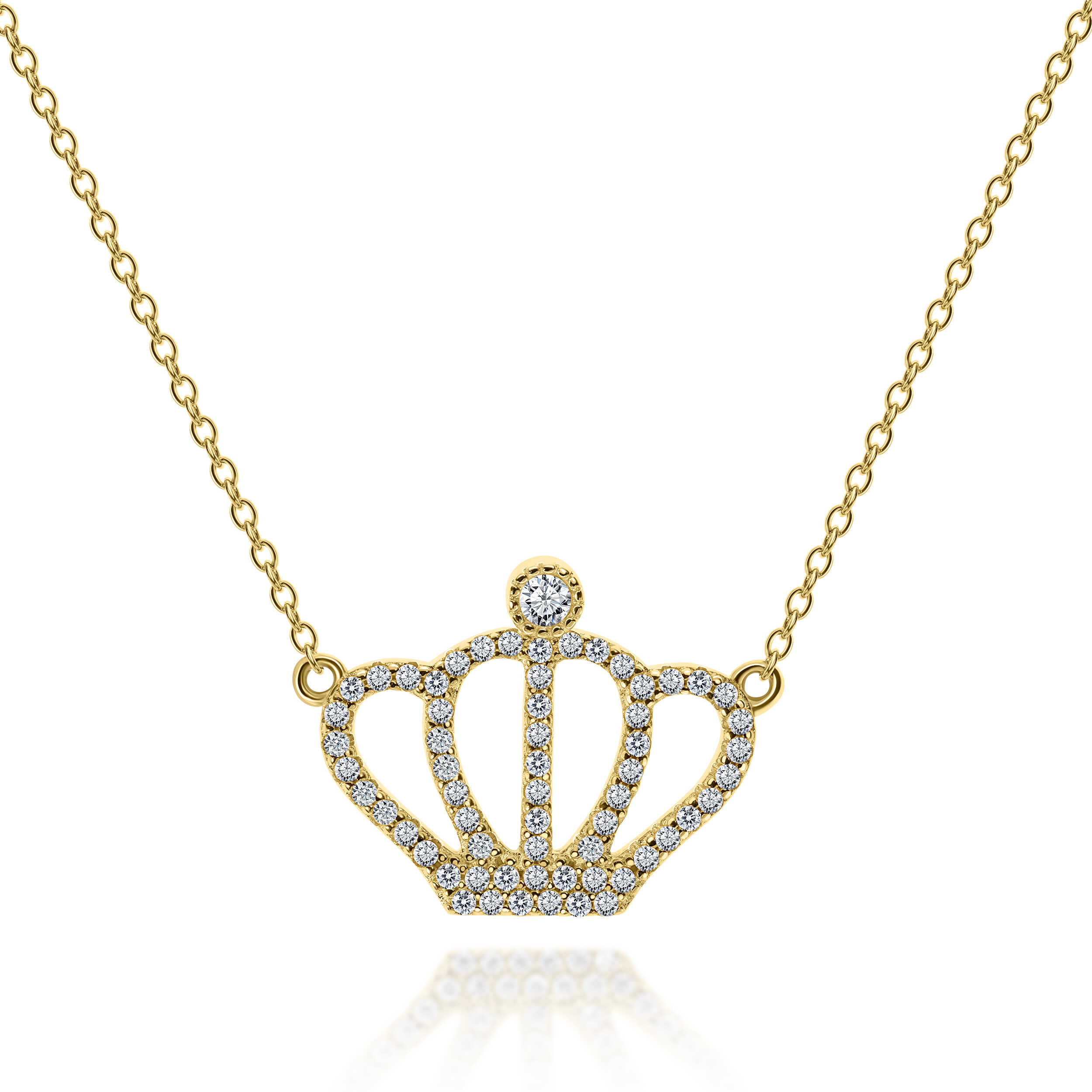 תליון כתר המלוכה 0.54 קראט אבני מואסנייט, התליון מכסף 925 מצופה זהב צהוב 14 קראט ice diamonds