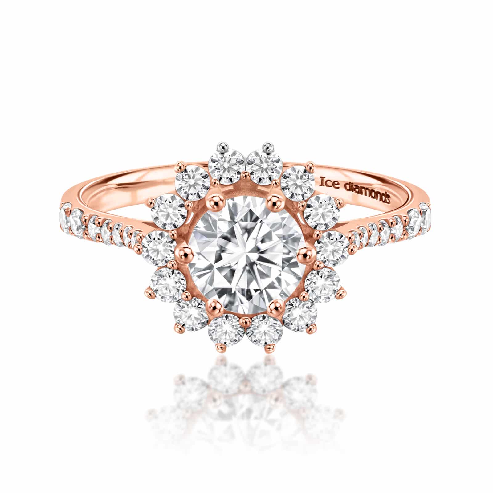 טבעת פרח אסתר 2.2 קראט אבני מואנייס ice diamonds