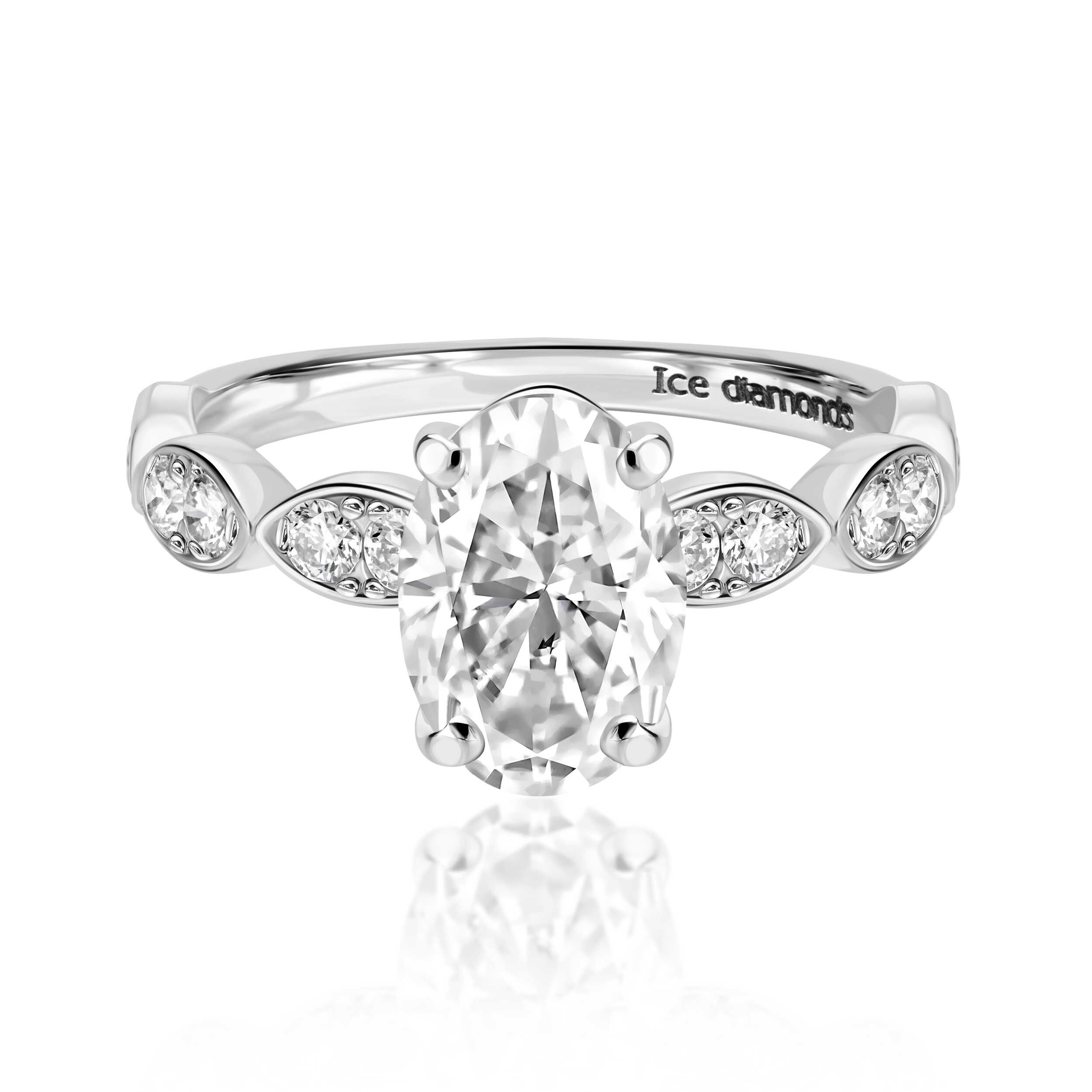 טבעת אליס 2.2 קראט אבני מואנייס ice diamonds