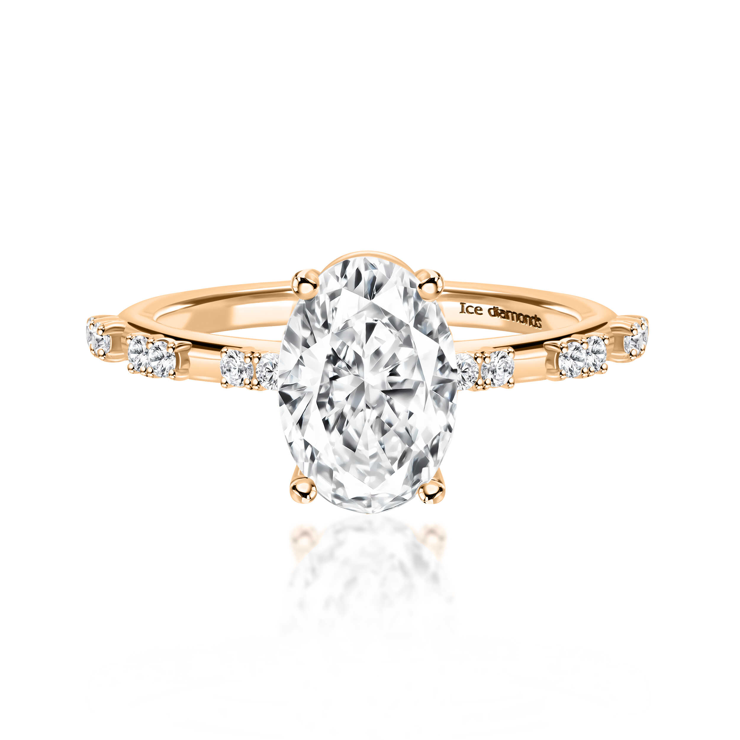 טבעת אדל בעיצוב אנגלי רוז גולד 2.53 קראט אבני מואנייס ice diamonds