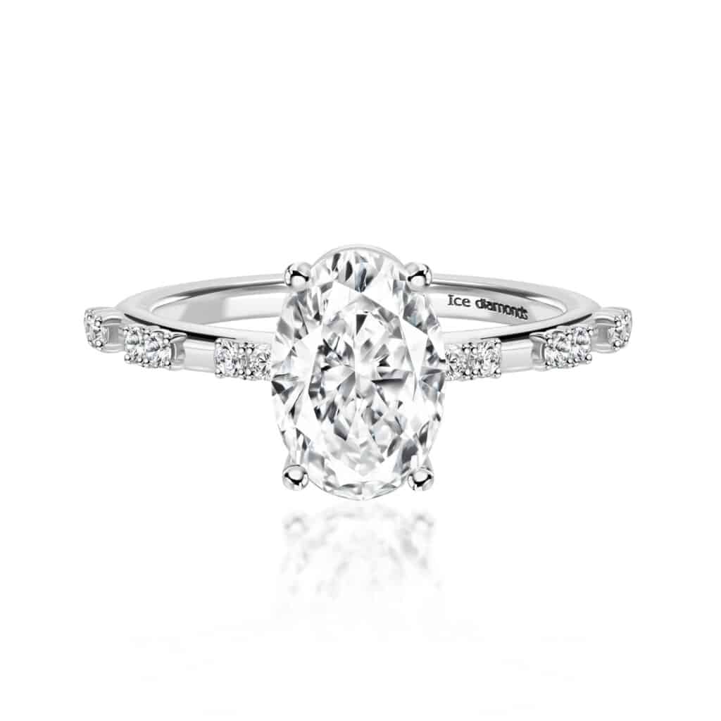 טבעת אדל בעיצוב אנגלי כסופה 2.53 קראט אבני מואנייס ice diamonds