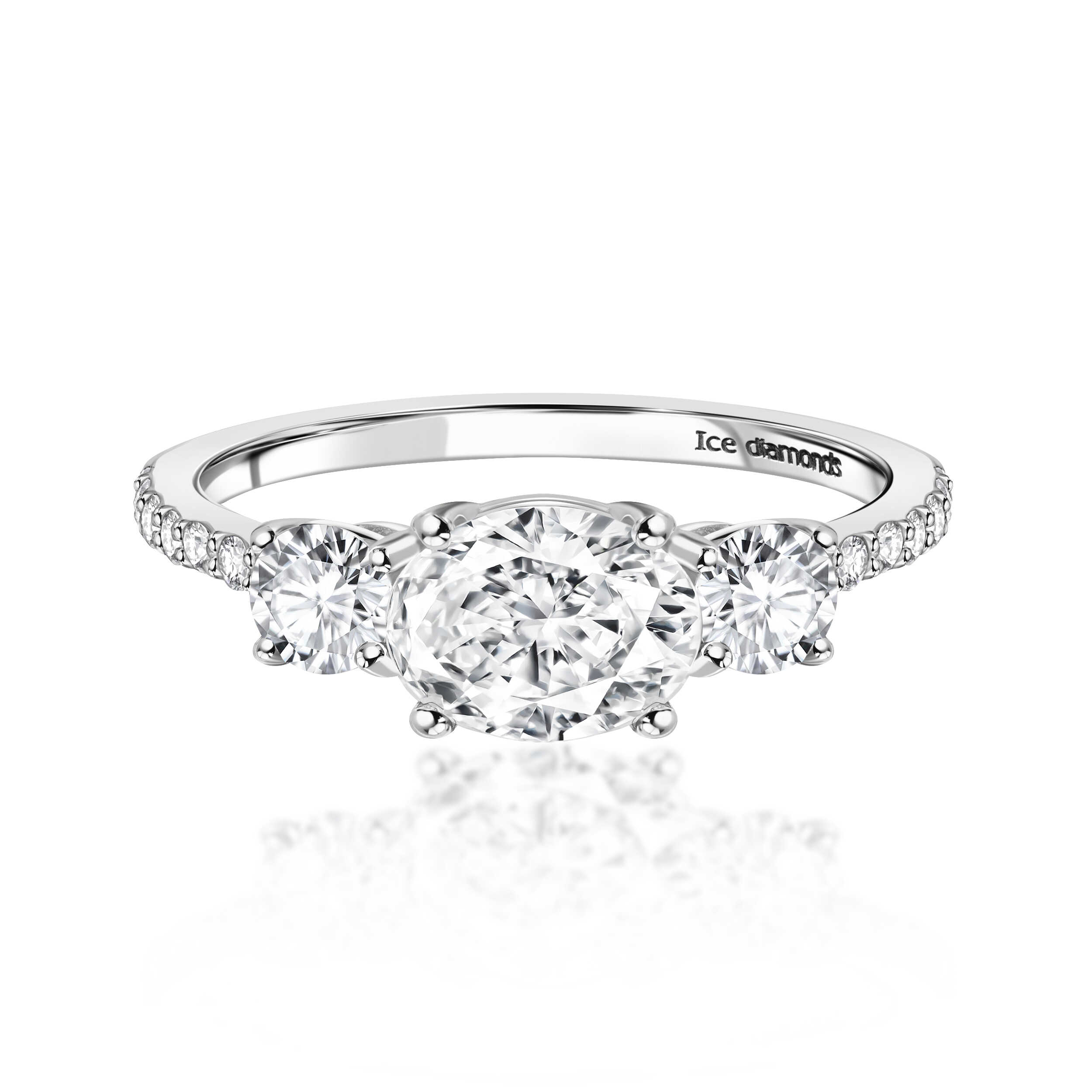 טבעת אליאן בעיצוב אנגלי כסופה 1.93 קראט אבני מואנייס ice diamonds