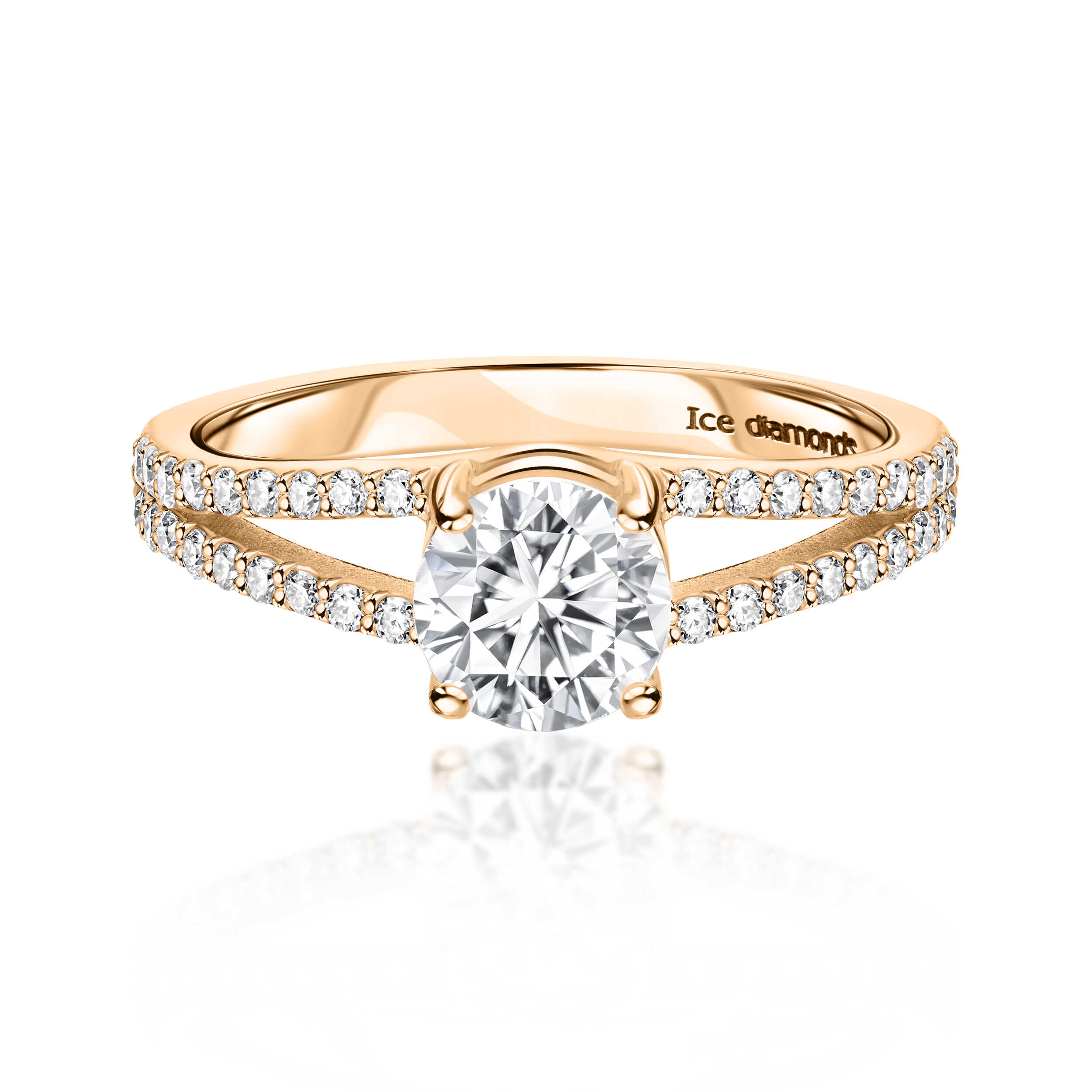 טבעת אבישג רוז גולד אבן מואסנייט 1.46 קראט ice diamonds