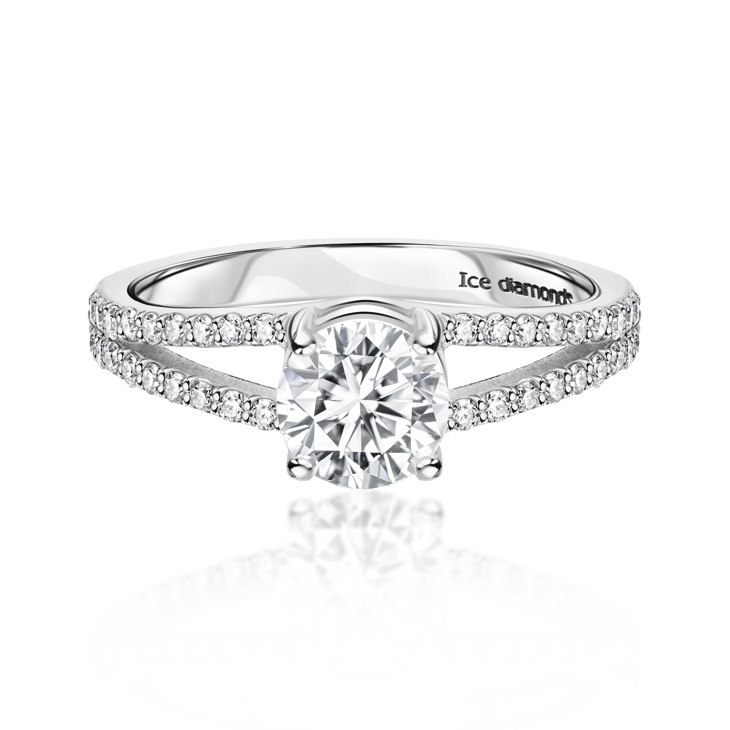 טבעת אבישג כסופה אבן מואסנייט 1.46 קראט ice diamonds