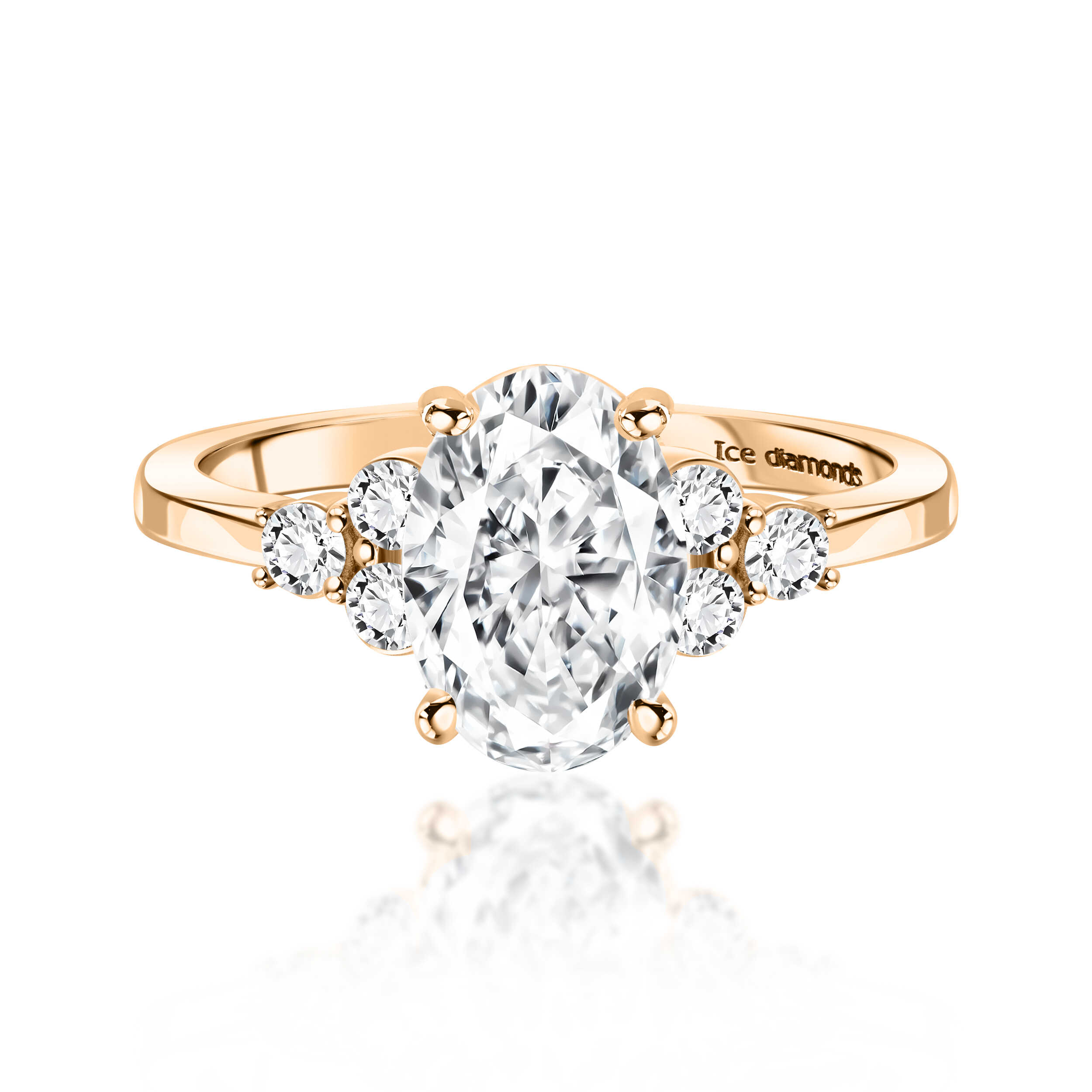 טבעת אווה בעיצוב אנגלי רוז גולד 2.78 קראט אבני מואנייס ice diamonds