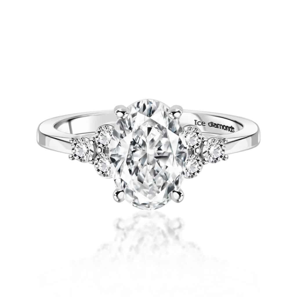טבעת אווה בעיצוב אנגלי כסופה 2.78 קראט אבני מואנייס ice diamonds
