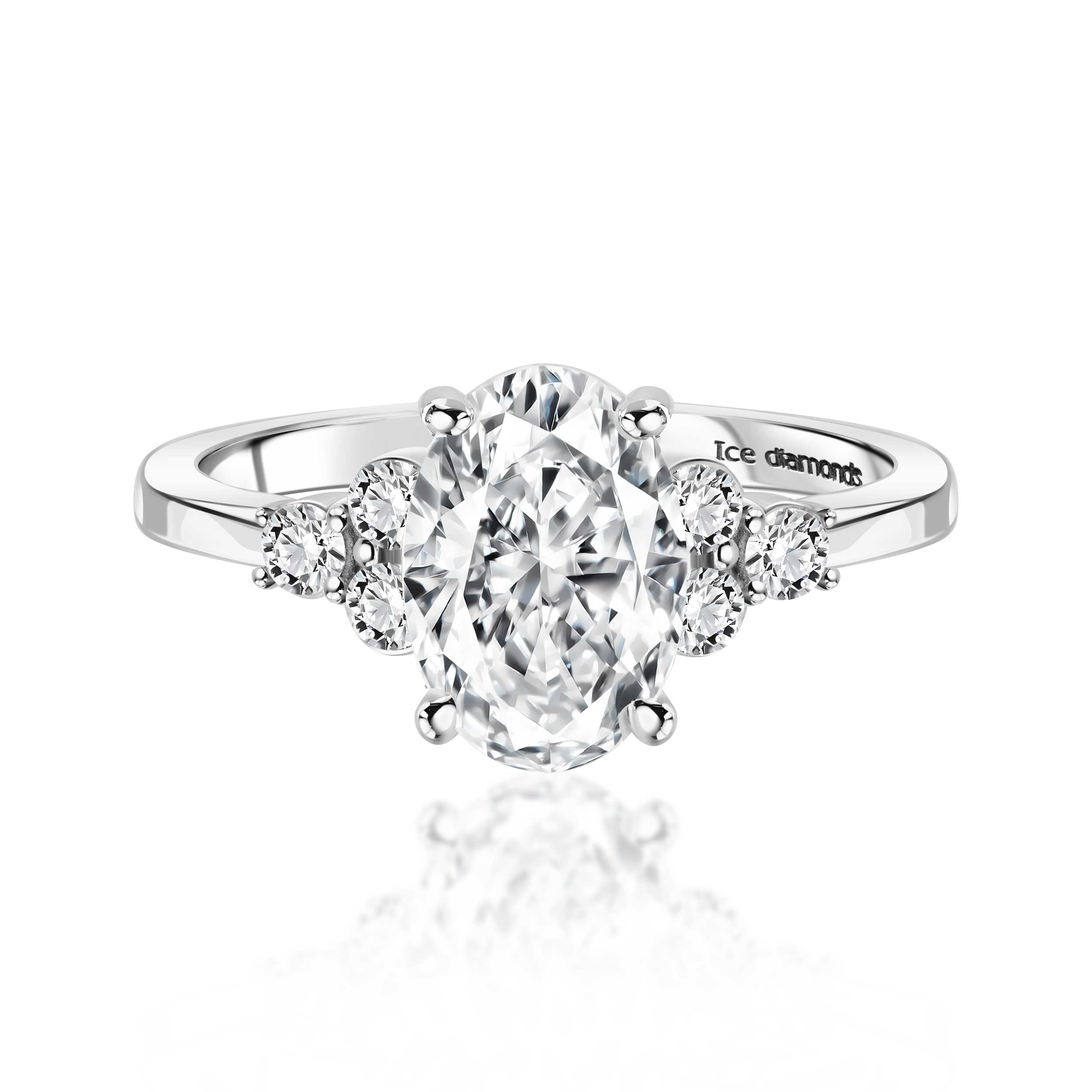 טבעת אווה בעיצוב אנגלי כסופה 2.78 קראט אבני מואנייס ice diamonds