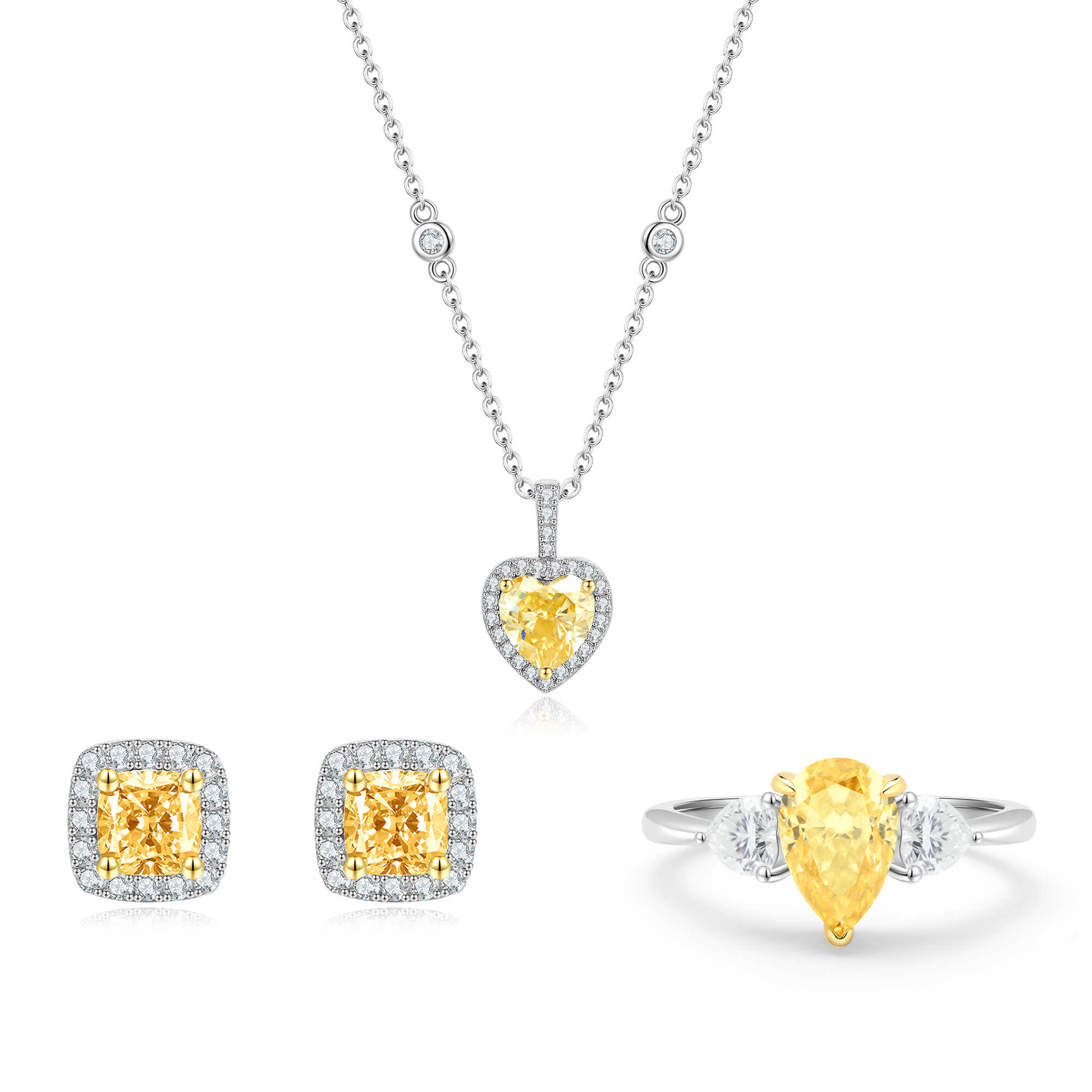 סט קסם האביב 7.00 קראט אבני מואסנייט הסט מכסף 925 מצופה זהב לבן 14 קראט