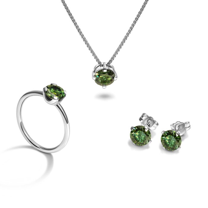 סט מאיה הירוקה 4 קראט אבני מואסנייט, הסט עשוי זהב 14 קראט ice diamonds